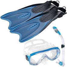 Dry Snorkel Set with Carry Bag Cressi Clio Full Foot Fin Frameless Mask 