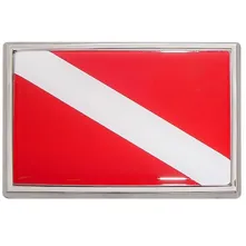 Dive Flag Chrome Auto Emblem Picture