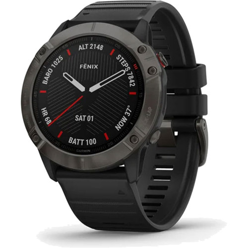 Open Box Garmin Fenix 6X Pro Multi Sport Training GPS Watch ~ Sapphire/Carbon Gray Dlc W/Black Band