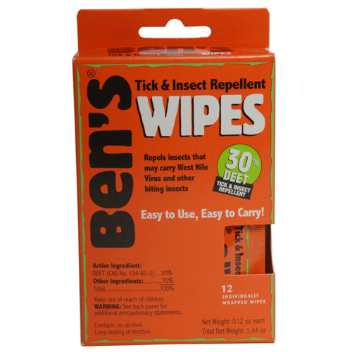 Ben's 30 DEET Tick & Insect Repellent, 12pc Travel Wipes 00067085