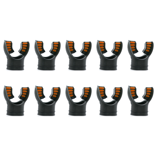 Ultra Black Silicone Mouthpiece 10-Pack Black/Orange
