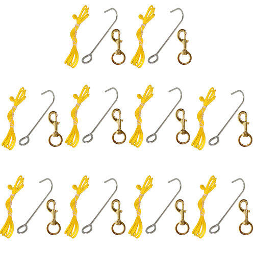 Trident Stainless Reef Hook w/50" Line & #2 Brass Clip 10-Pack