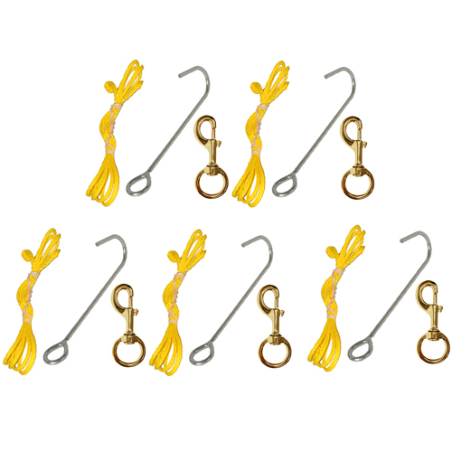 Trident Stainless Reef Hook w/50" Line & #2 Brass Clip 5-Pack
