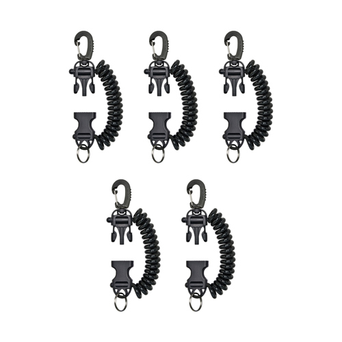 Innovative Scuba Smart Coil Lanyard 5-Pack Black