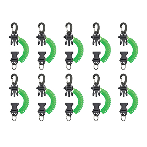 Innovative Scuba Smart Coil Lanyard 10-Pack Green