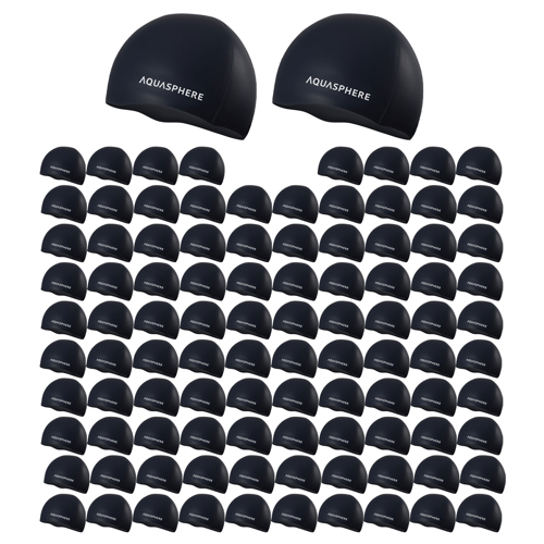 Aqua Sphere Plain Silicone Swimming Cap Black/White 100-Pack
