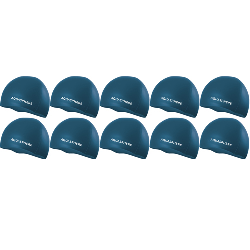 Aqua Sphere Plain Silicone Swimming Cap Dark Green/White 10-Pack