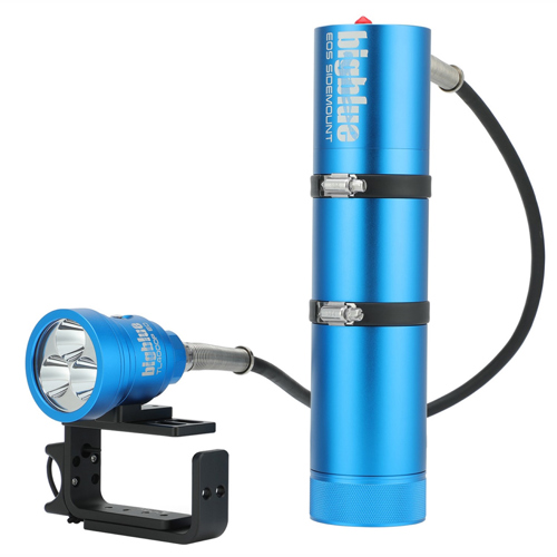 Bigblue 4000 Lumens Narrow Beam Canister Light with EOS Cord, Side Mount Blue