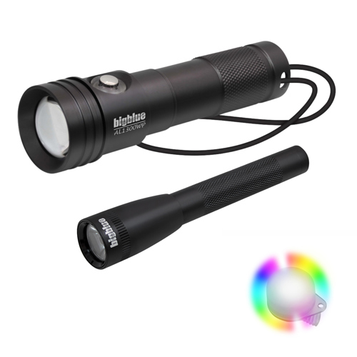 Bigblue AL1300WP and AL250 Dive Light Combo Pack with 8-Color Easy Clip