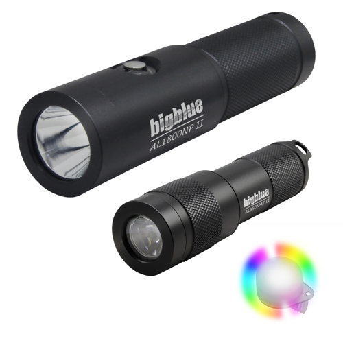 Bigblue AL1800NP and AL450NM-II Tail Dive Light Combo Pack with 8-Color Easy Clip