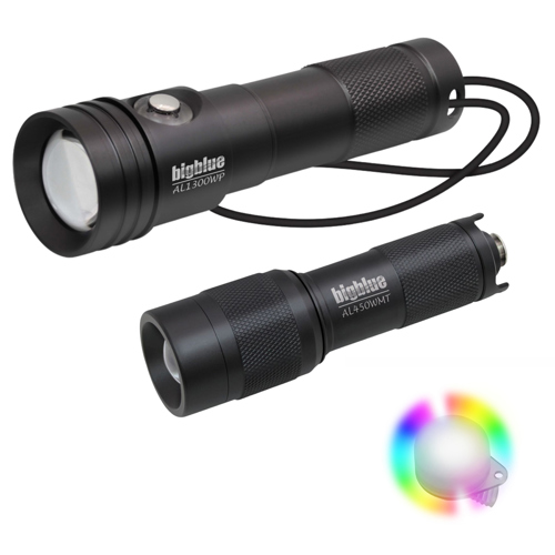Bigblue AL1300WP and AL450WM Tail Dive Light Combo Pack w/8-Color Easy Clip