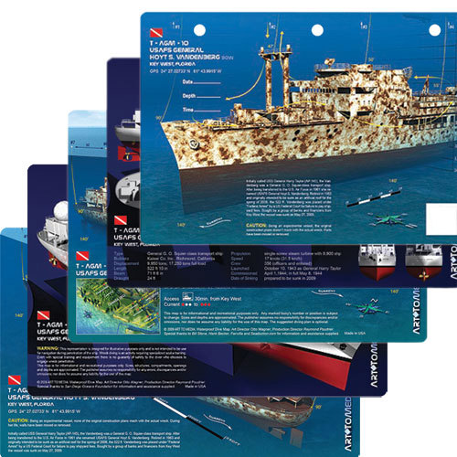 3D Tugboat Sheridan Tampa FL, Waterproof Dive Site Card LB1157