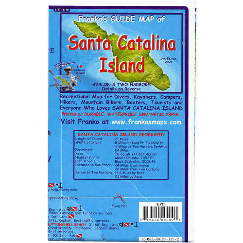 Franko Maps Santa Catalina Island Folded Map B401