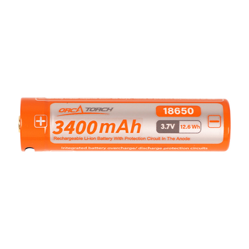 OrcaTorch 18650 USB Rechargeable Battery - 3400mAh