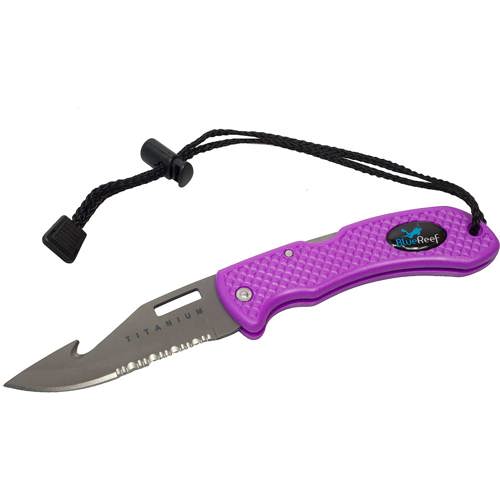 Blue Reef Scuba Titanium Folding Knife Purple