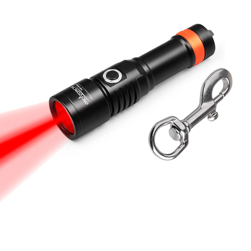 Orcatorch D530 1300 Lumens Red Dive Light with SH01 Snap Hook