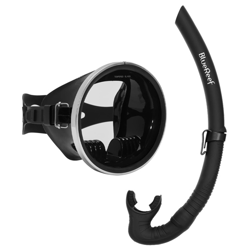 Blue Reef Stern Oval Black Freediving Mask & Snorkel Set