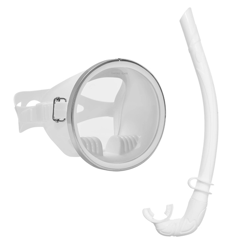 Blue Reef Stern Oval White Freediving Mask & Snorkel Set