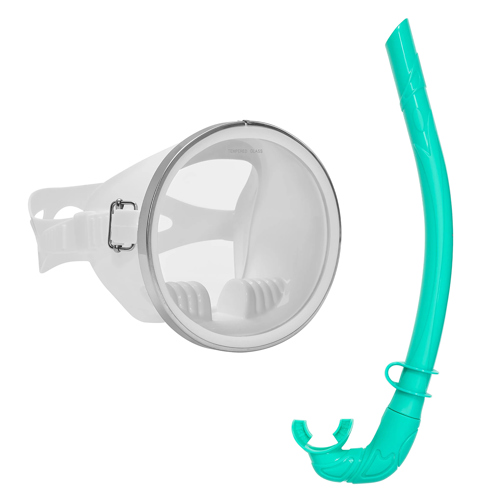 Blue Reef Stern Oval Sea Green Freediving Mask & Snorkel Set