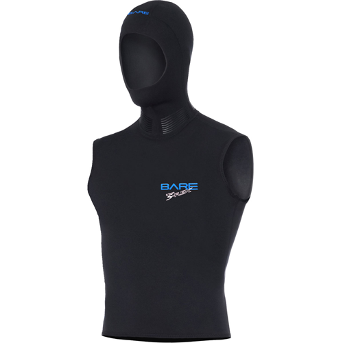 Bare 1mm Men's Sport SFlex Hooded Vest, Black Scuba