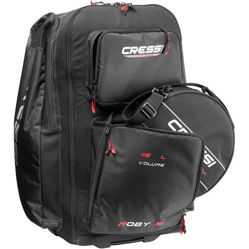 Cressi Moby 5 Red Bag with Wheels & 360-Degree Red Regulator Bag