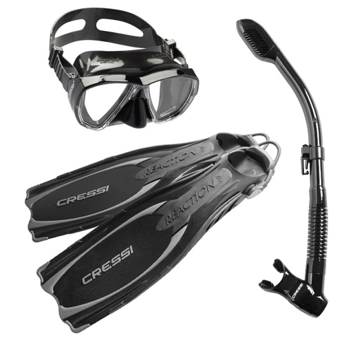 Cressi Reaction Fin Black Skirt Mask Package