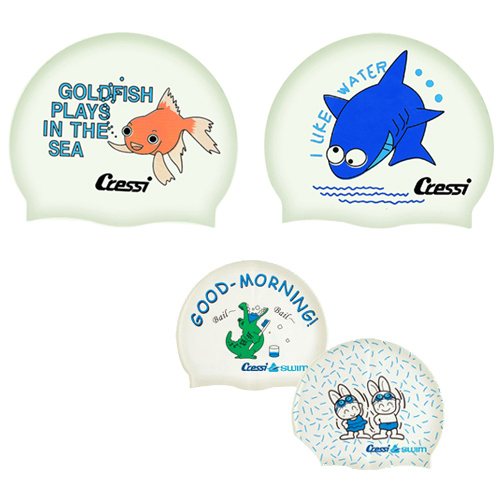 Cressi Jr. Silicone Swim Cap, Gold Fish