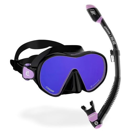 Cressi x Steve Aoki HiroQuest Limited Edition Mask & Snorkel Set Black/Lilac with UV380 Lenses