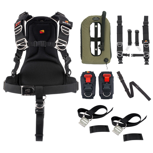 Dive Rite TransPac XT , Aircell Travel Wing, Trans-Plate Harness, QB Weight Pocket with Cam & Crotch Strap