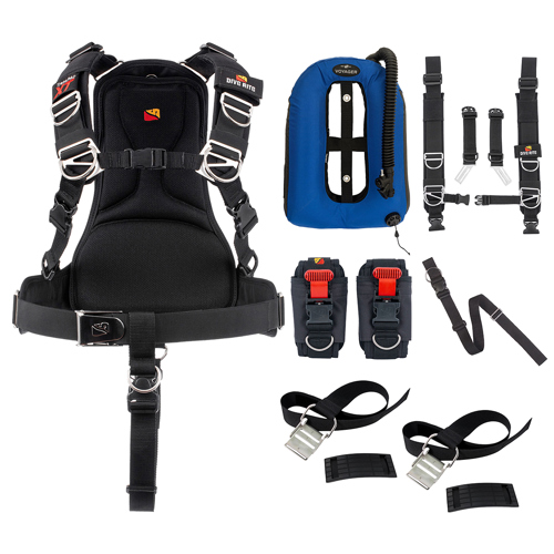 Dive Rite TransPac XT , Aircell Voyager Wing, Trans-Plate Harness, QB Weight Pocket with Cam & Crotch Strap