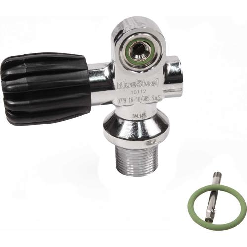 Blue Steel DIN/Yoke Valve 3000 PSI Right Hand