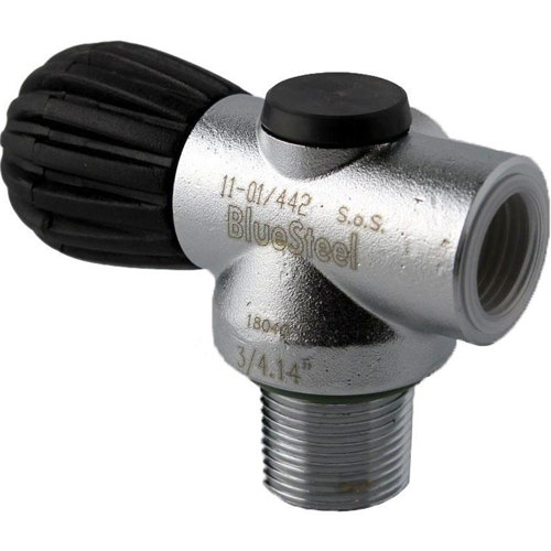 Blue Steel Inline Re-Breather Valve Black Handwheel