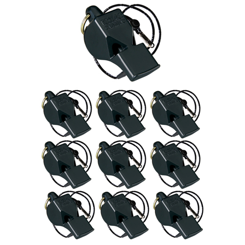 Fox 40 Classic Whistle with Breakaway Lanyard Black 10-Pack