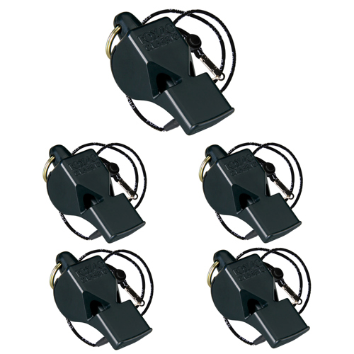 Fox 40 Classic Whistle with Breakaway Lanyard Black 5-Pack
