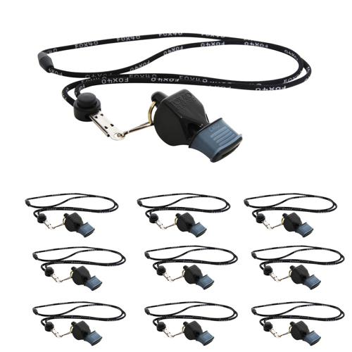 Fox 40 Classic CMG Whistle with Breakaway Lanyard Black 10-Pack