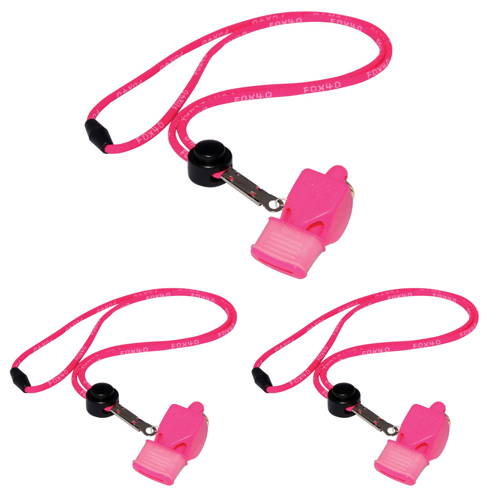 Fox 40 Classic CMG Whistle with Breakaway Lanyard Pink 3-Pack
