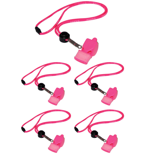 Fox 40 Classic CMG Whistle with Breakaway Lanyard Pink 5-Pack