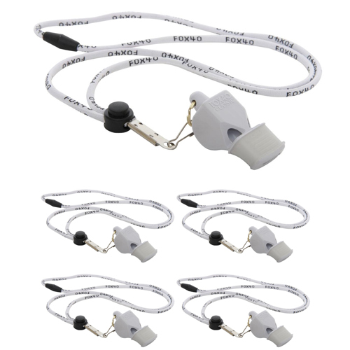 Fox 40 Classic CMG Whistle with Breakaway Lanyard White 5-Pack