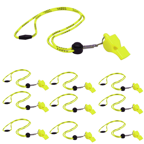 Fox 40 Classic CMG Whistle with Breakaway Lanyard Yellow 10-Pack