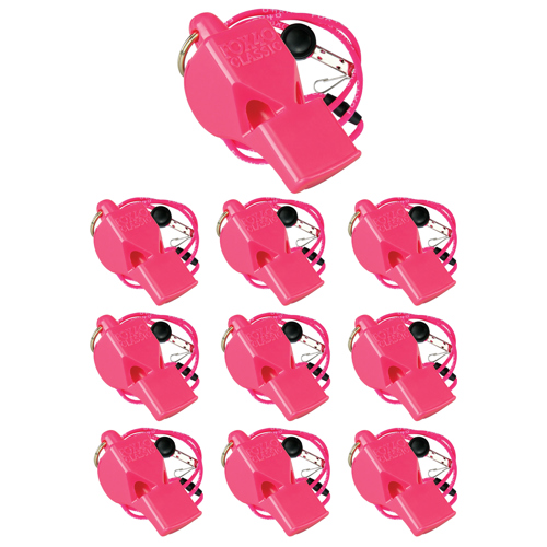 Fox 40 Classic Whistle with Breakaway Lanyard Pink 10-Pack