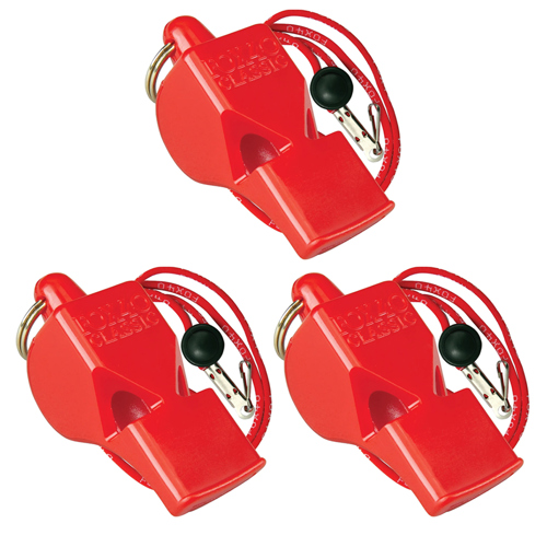 Fox 40 Classic Whistle with Breakaway Lanyard Red 3-Pack