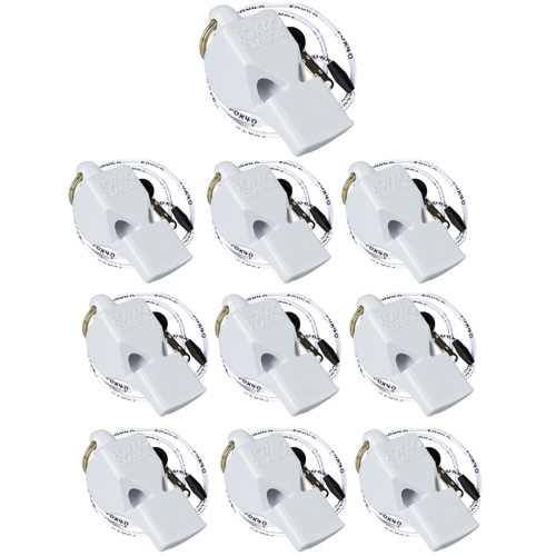 Fox 40 Classic Whistle with Breakaway Lanyard White 10-Pack