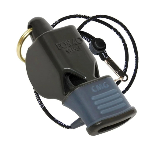 Fox 40 Mini CMG Whistle with Lanyard, Black