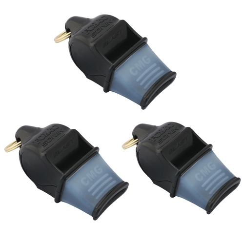 Fox 40 Sonik Blast CMG Whistle with Breakaway Lanyard Black 3-Pack