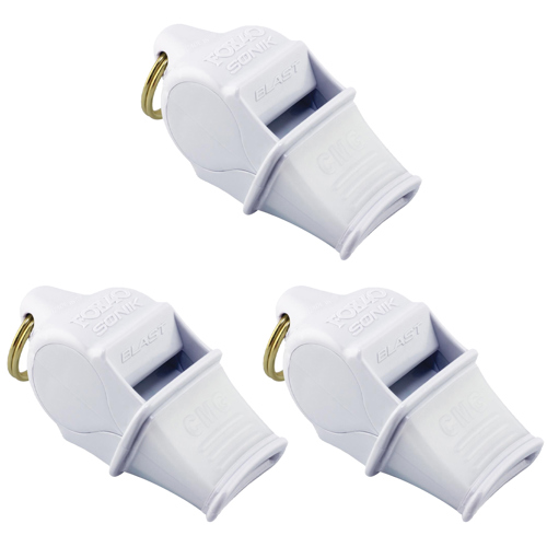 Fox 40 Sonik Blast CMG Whistle with Breakaway Lanyard White 3-Pack