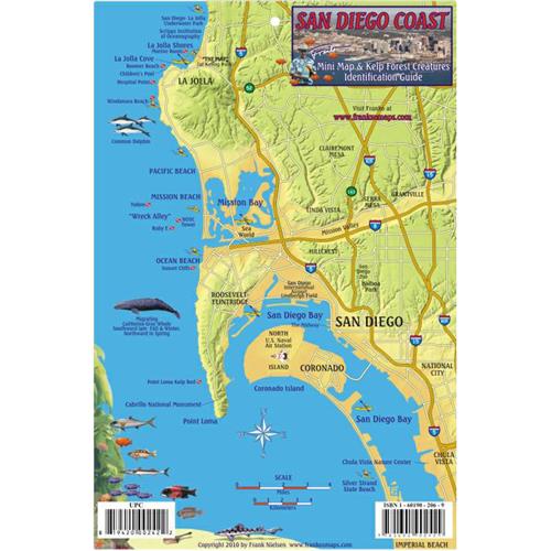 San Diego County California Coast Diving Guide Waterproof Map by Franko Maps 