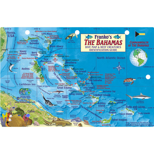 Franko Maps, Bahamas Reef Creatures Fish ID-Card