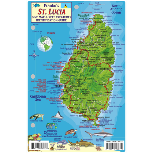 Franko Maps St. Lucia Reef Creatures Fish ID-Card