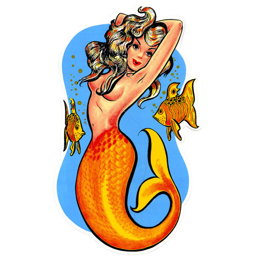 Trident Large Mermaid Sticker 12" (30.5cm) Tall