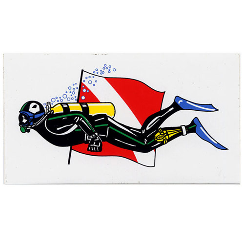 Trident Swimming Diver with Dive Flag Sticker